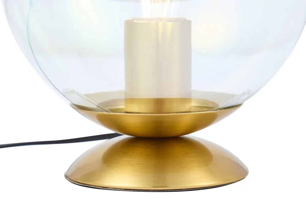 Candeeiro de mesa Art Déco latão com vidro fumado arco-íris - Pallon