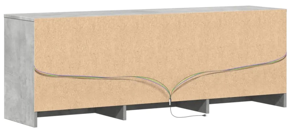 Móvel de TV com luzes LED derivados de madeira cinzento cimento