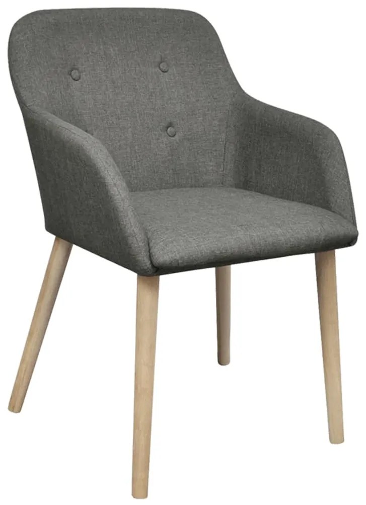 Cadeiras jantar 2 pcs tecido cinzento-claro e carvalho maciço