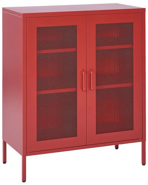 Aparador com 2 portas em metal vermelho WAKATIPU Beliani