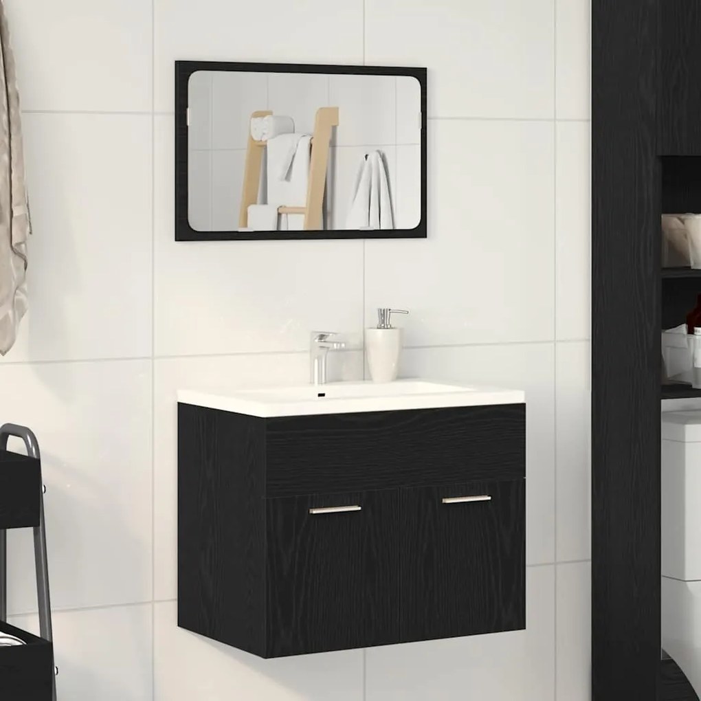 2 pcs conjunto móveis casa de banho carvalho preto