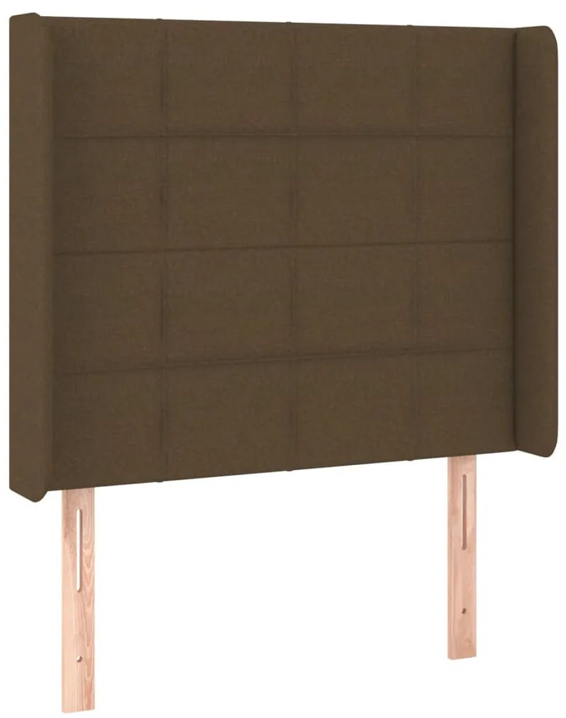 Cama box spring c/ colchão/LED 80x200cm tecido castanho-escuro