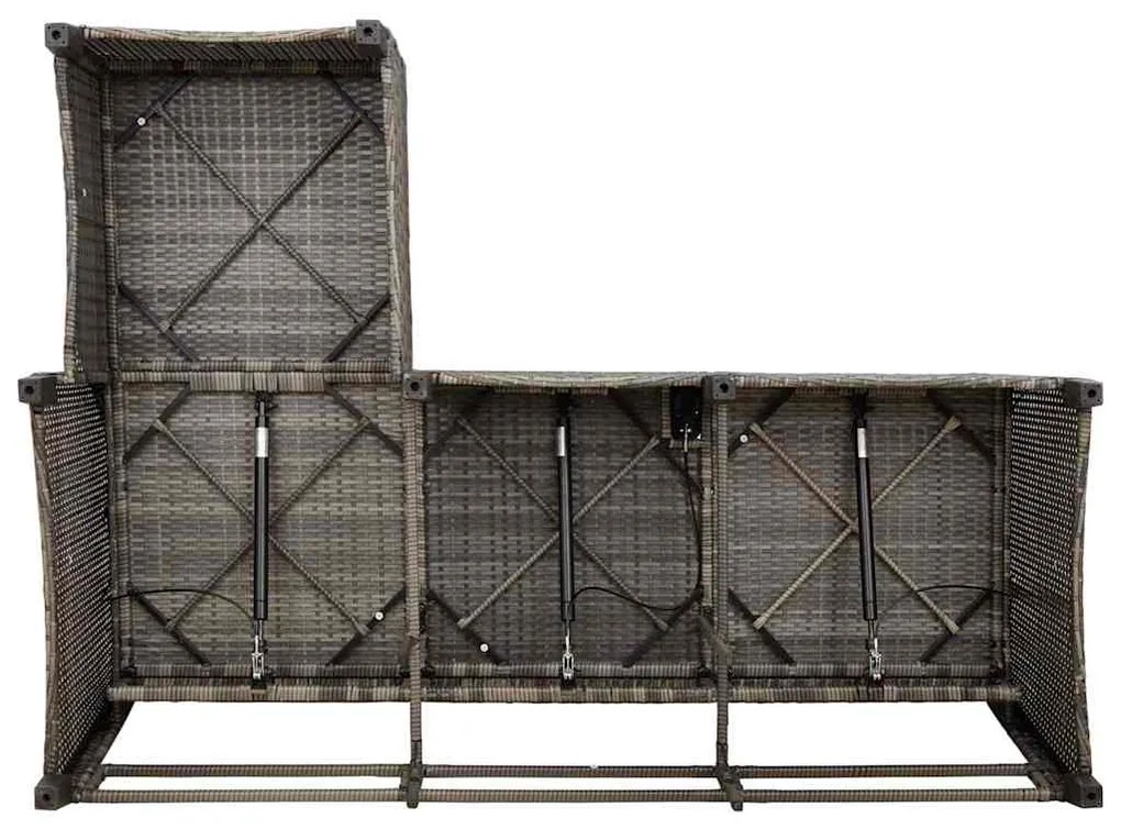 3 pcs conjunto sofás de jardim com almofadões em L vime PE