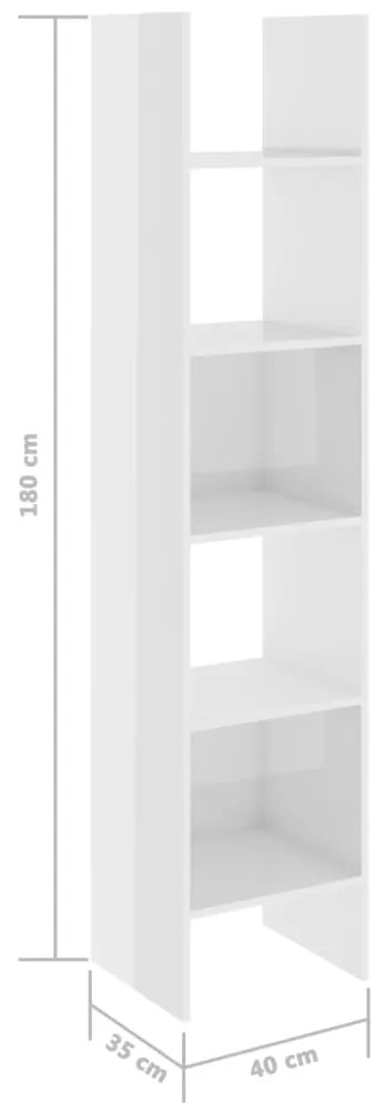 Estante 40x35x180 cm contraplacado branco brilhante