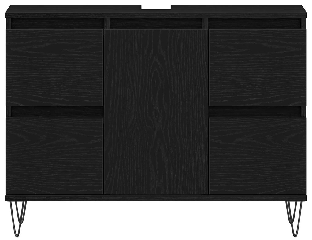 Gabinete de Pia de Banheiro vidaXL Carvalho Preto 80x33x60 cm Madeira
