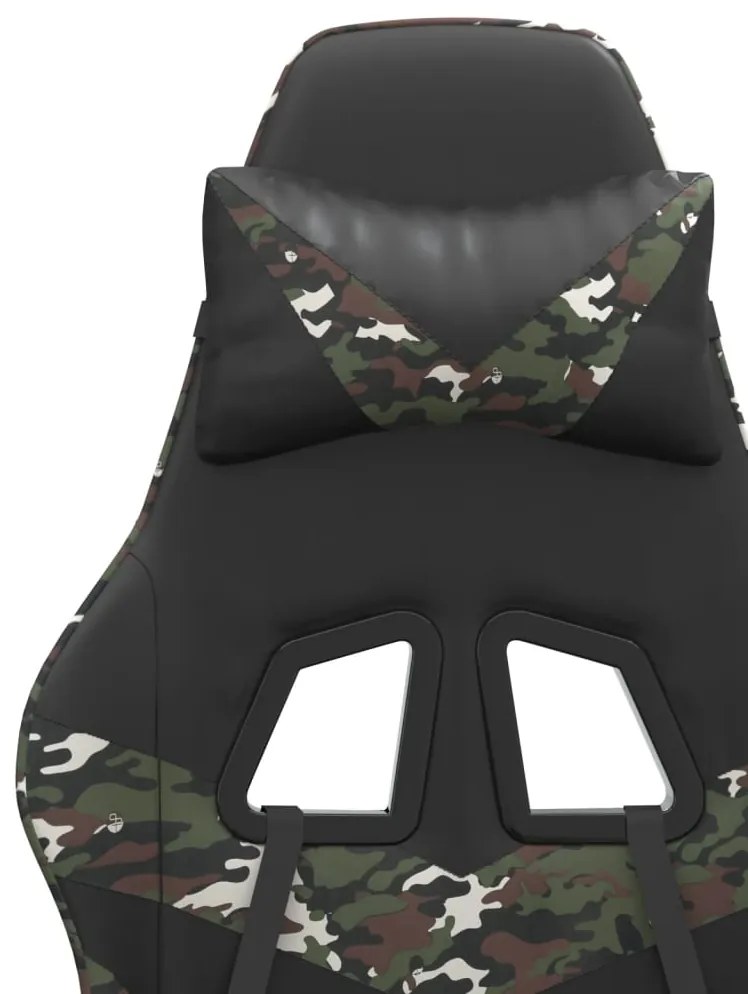 Cadeira gaming giratória couro artificial preto e camuflado