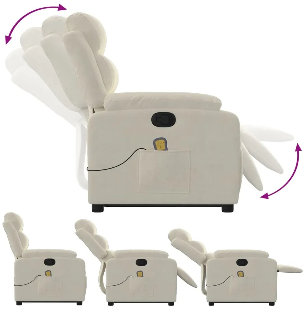 Poltrona elevatória de massagens veludo cor creme
