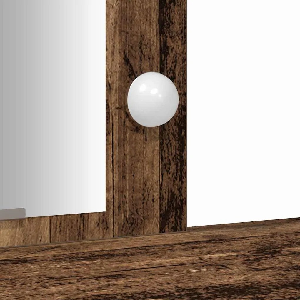 Mesa de Maquilhagem com Luzes LED Madeira Velha 102x33x135 cm