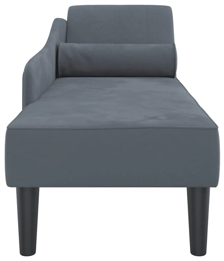 Chaise lounge com almofadões veludo cinzento-escuro