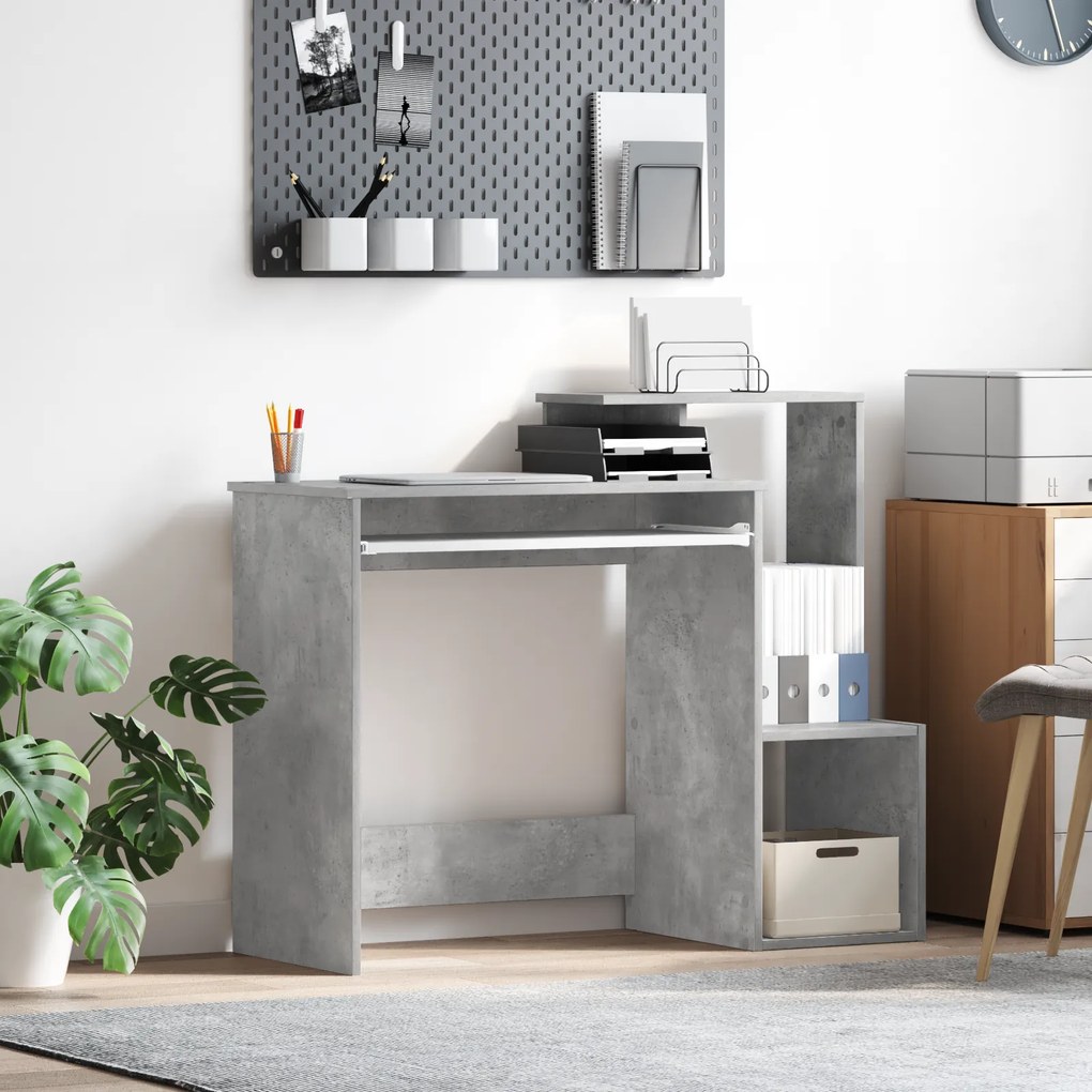 vidaXL mesa de computador cinza cinza concreto