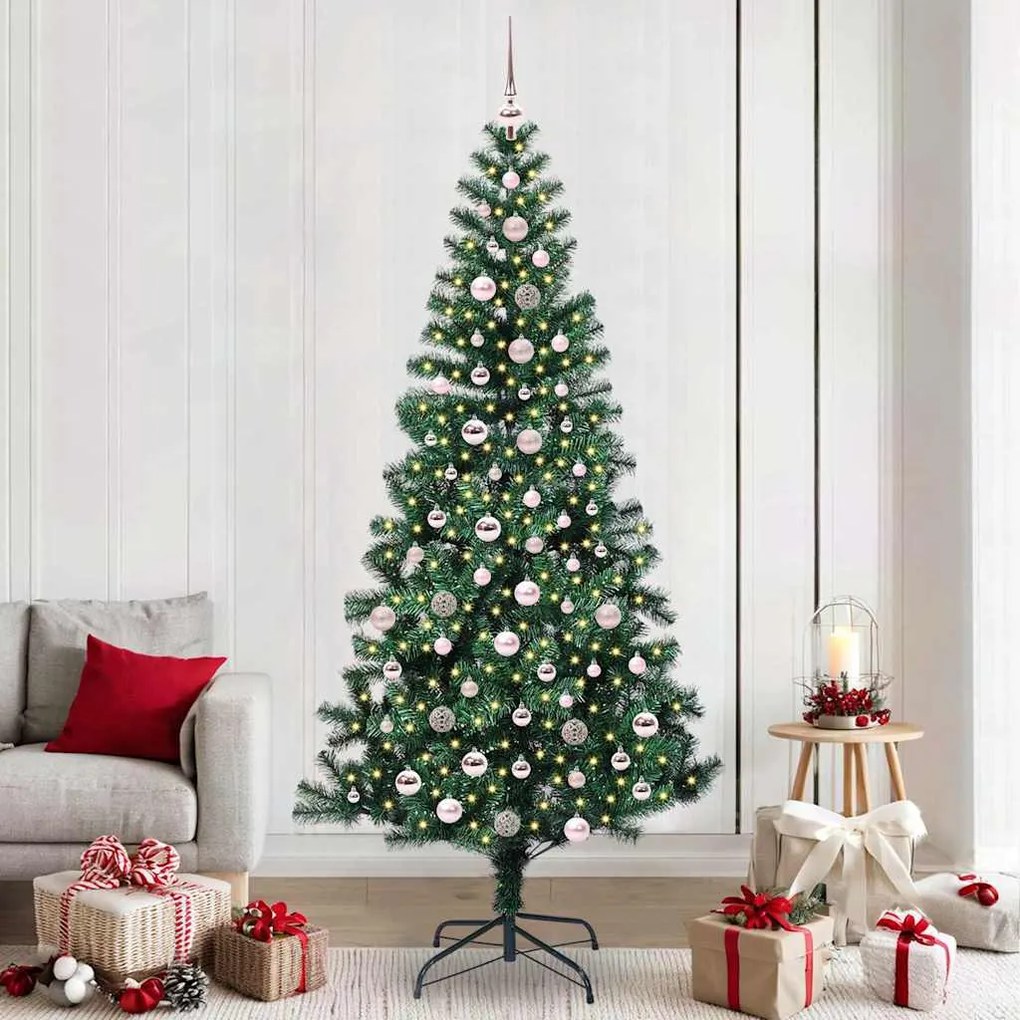 vidaXL Árvore de Natal Artificial Pré-iluminada Verde 240 cm