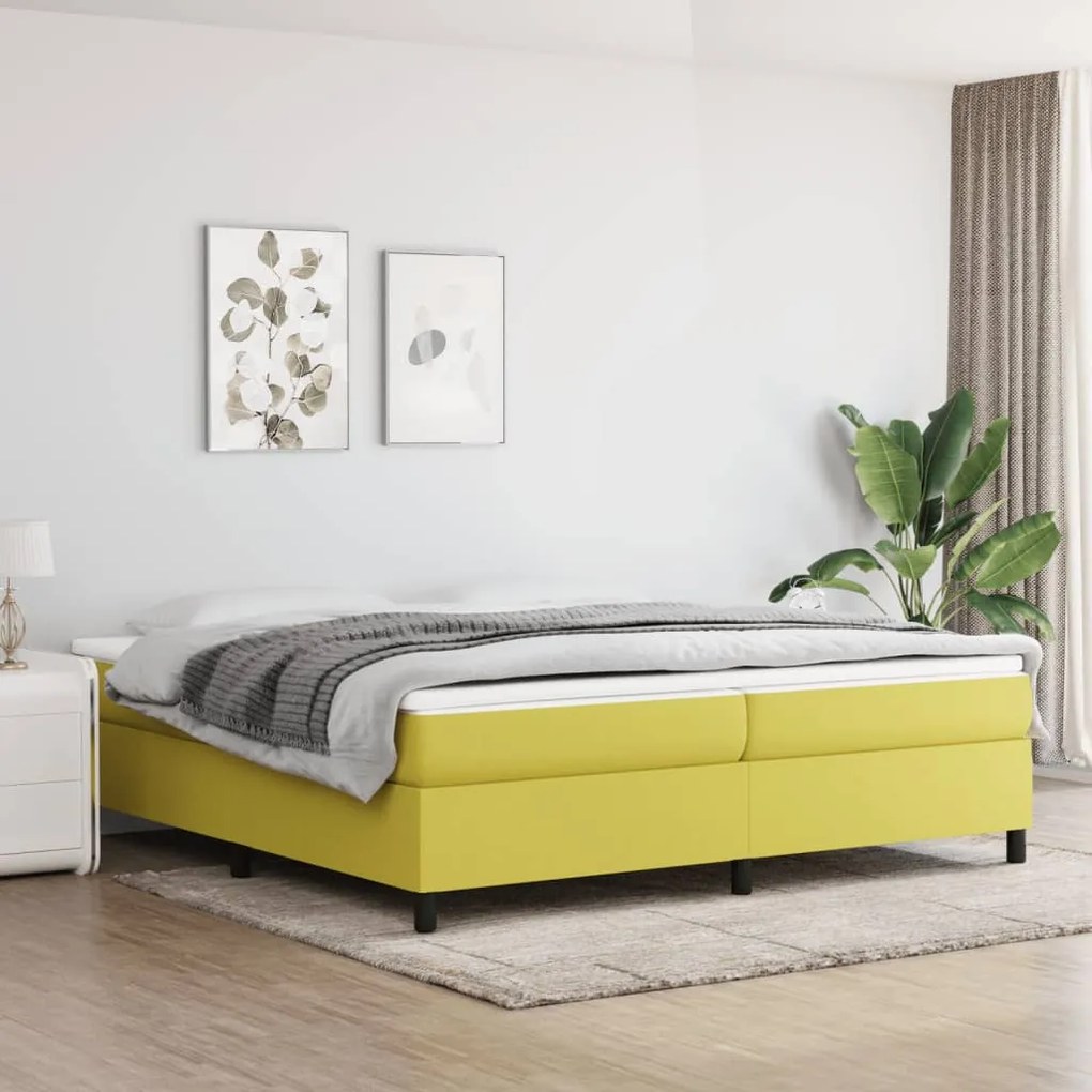 Estrutura de cama sem colchão 200x200 cm tecido verde