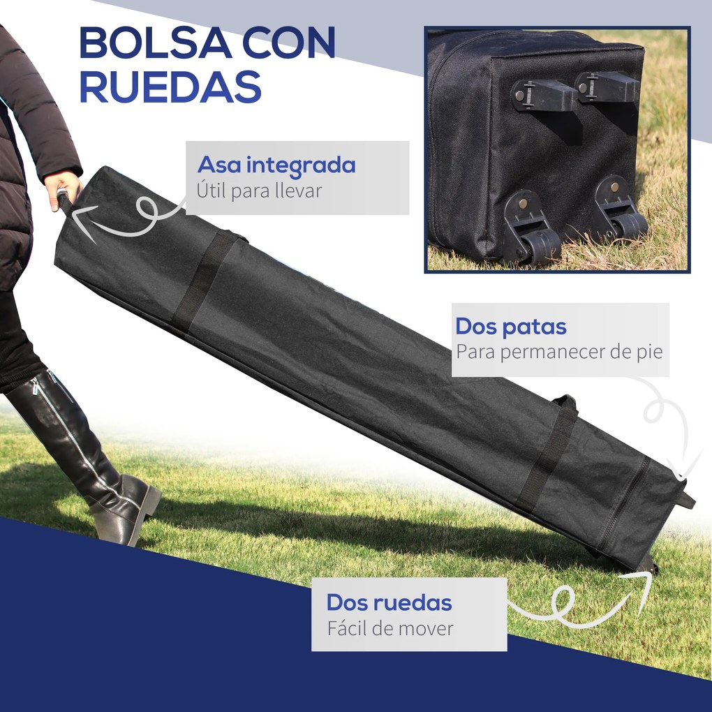 Outsunny Tenda Dobrável 2,5x2,5x2,68cm Tenda de Jardim com Proteção UV 50+ Altura Ajustável com 4 Bolsas de Areia e Bolsa de Transporte para Acampamento Festas Pátio Azul