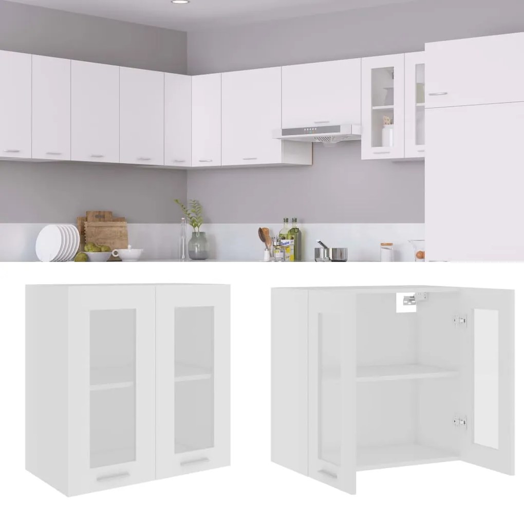 vidaXL Armário de parede c/ vidro “Lyon” 60x31x60 cm branco