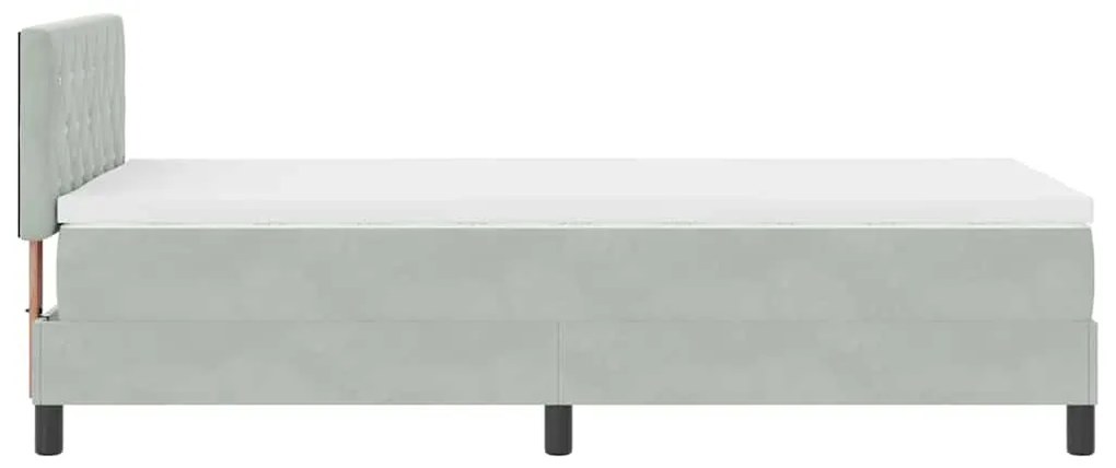 Cama Box com Colchão e Luz LED Cinza Claro 90x200 cm Veludo