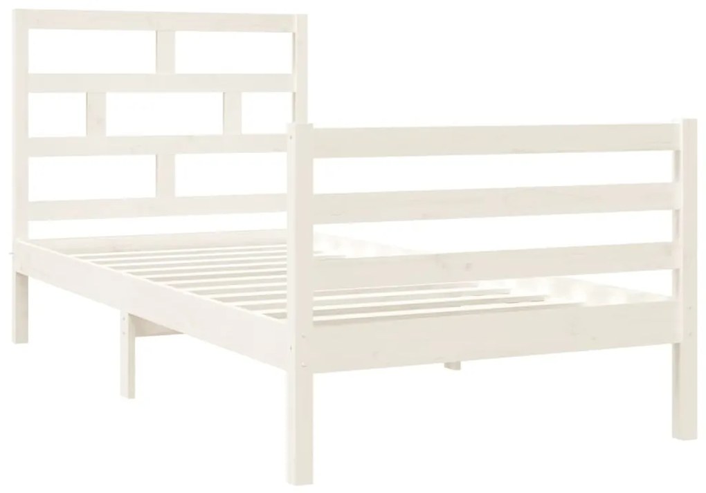 Estrutura de cama solteiro 90x190 cm madeira maciça branco