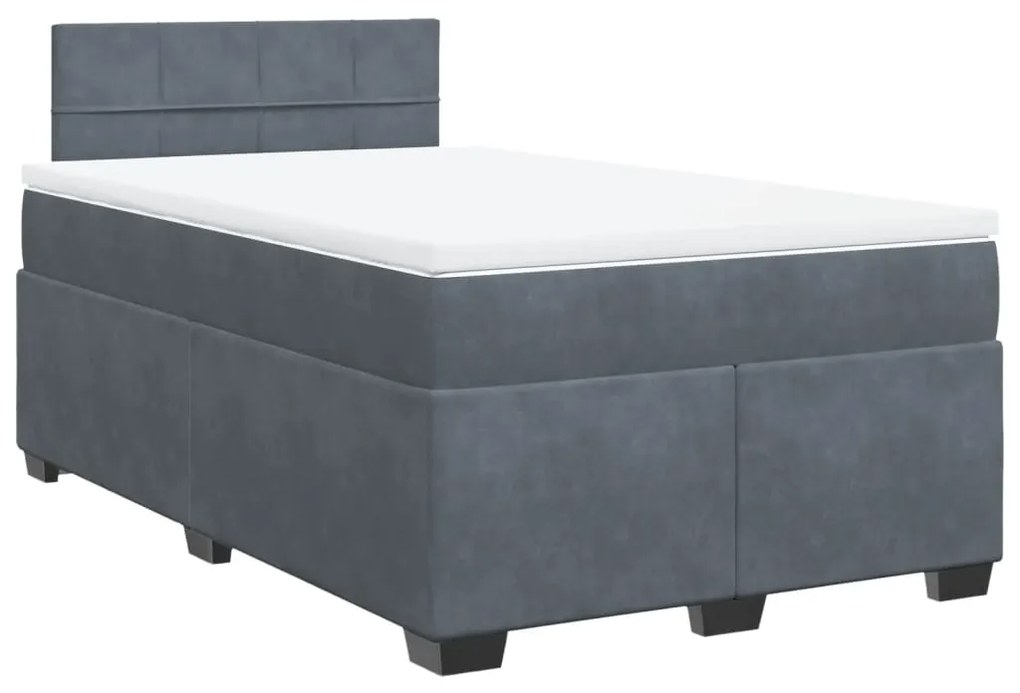 Cama boxspring com colchão 120x200 cm veludo cinzento-escuro