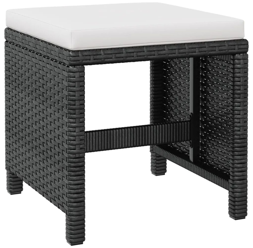 9 pcs conjunto jantar p/ exterior vime e madeira acácia preto