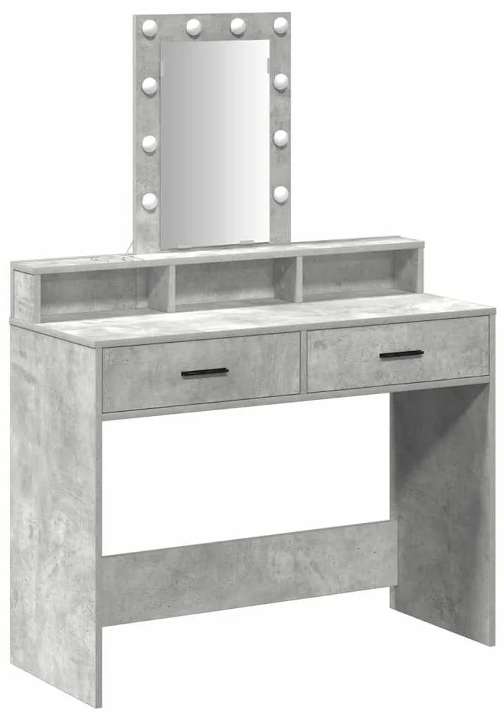 Mesa de Maquilhagem vidaXL com Luzes LED Cinza Claro 100x41x140 cm