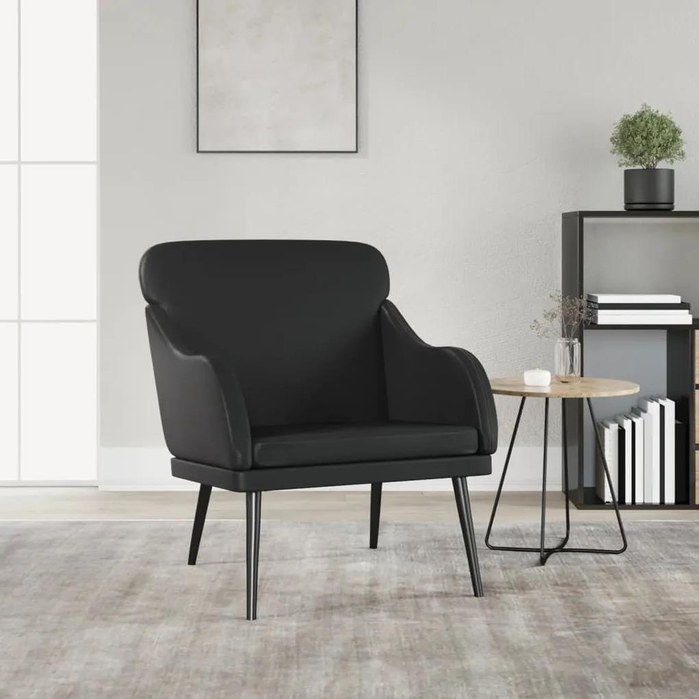 Cadeira com apoio de braços 63x76x80 cm couro artificial preto