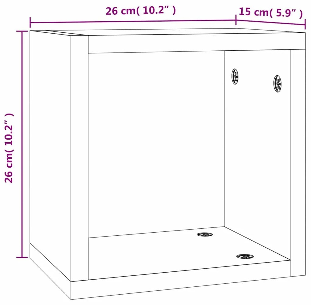 Prateleiras em Cubo 4 pcs Cinza Sonoma 26x15x26 cm em Madeira de Engen