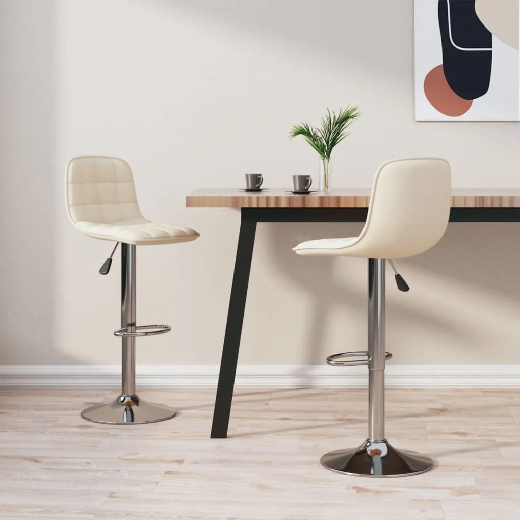 vidaXL Bancos de bar 2 pcs tecido cor creme