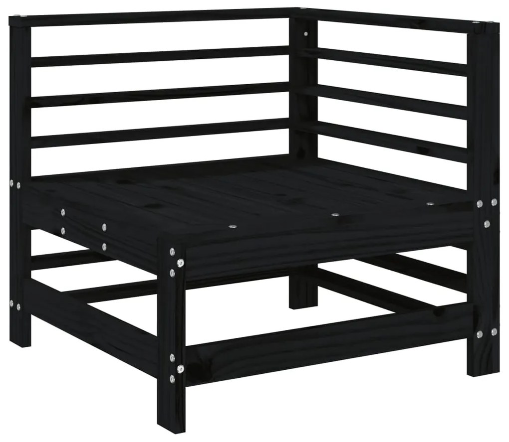 3 pcs conjunto lounge de jardim madeira de pinho maciça preto