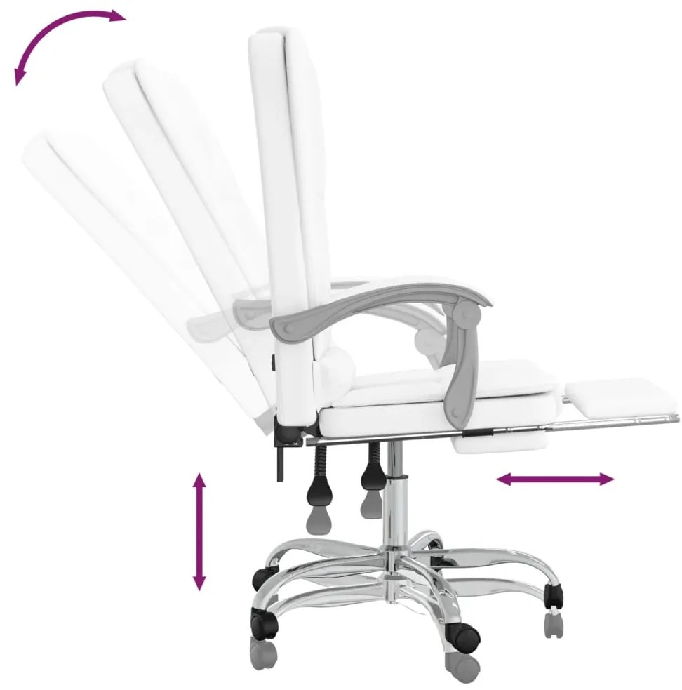 Cadeira escritório massagens reclinável couro artificial branco