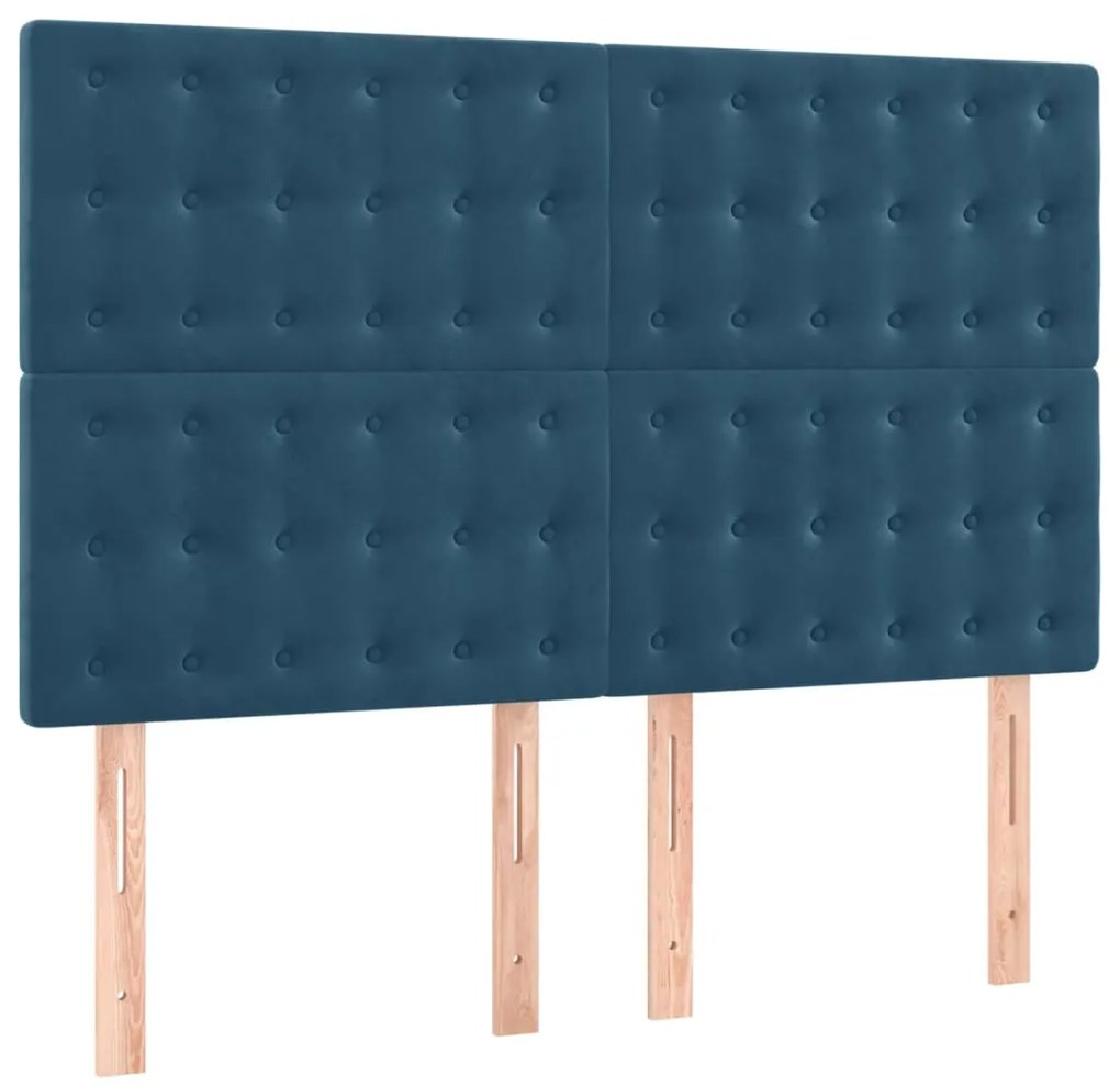 Cama com molas/colchão 140x200 cm veludo azul-escuro