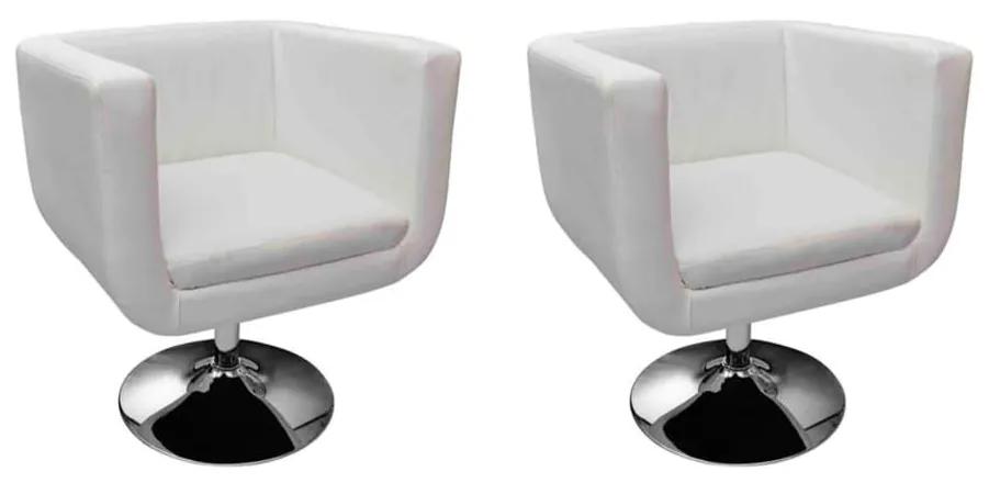 160439 vidaXL Cadeiras de bar 2 pcs couro artificial branco