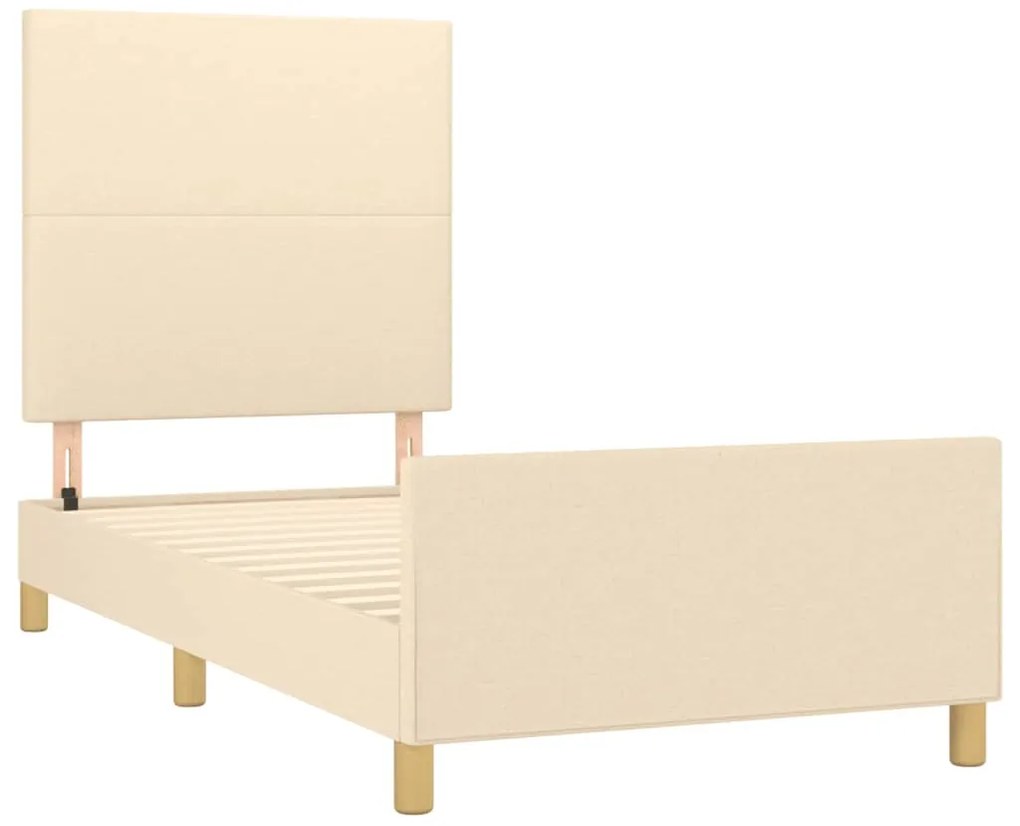 Estrutura de cama sem colchão 90x200 cm tecido creme