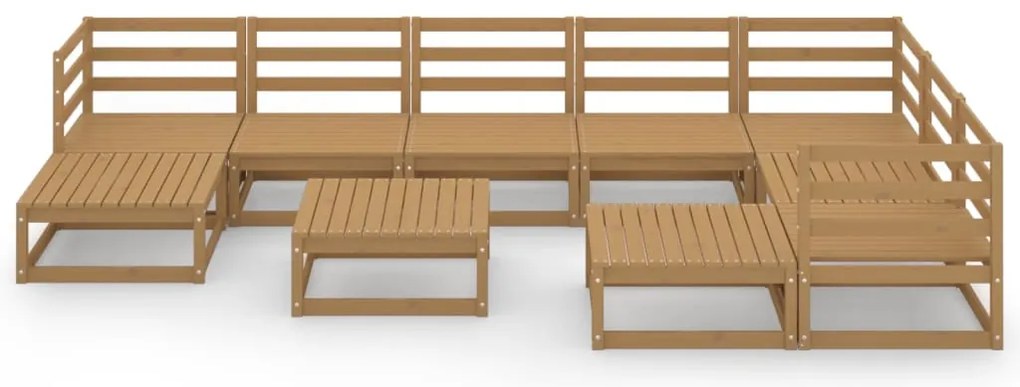 10 pcs conjunto lounge de jardim pinho sólido castanho mel