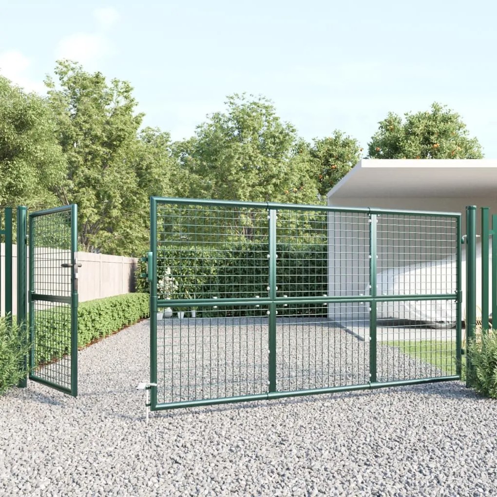 Portão de rede para jardim 350x175 cm aço galvanizado verde