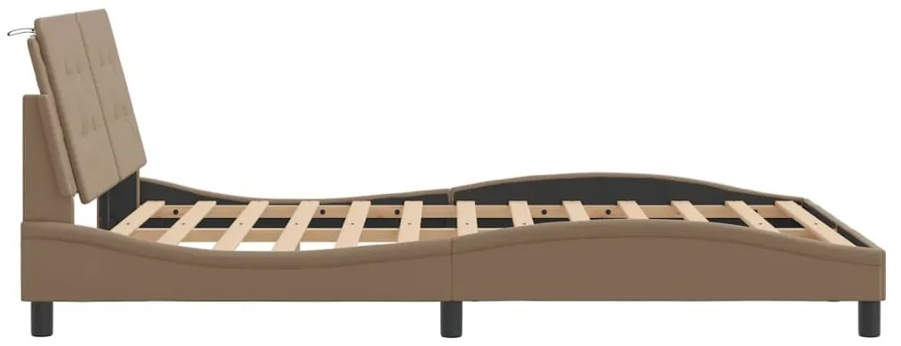 Estrutura cama cabeceira 120x200 cm couro artificial cappuccino