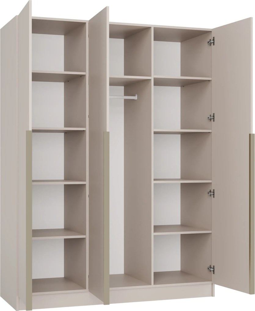 Roupeiro Mandeville 309, Caxemira, 200x150x57cm, 143.1 kg, Portas para roupeiro: Com dobradiças