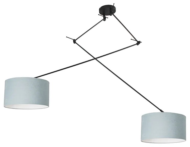 Candeeiro de suspensão preto com cúpula 35 cm azul claro ajustável 2 luzes - Blitz Moderno