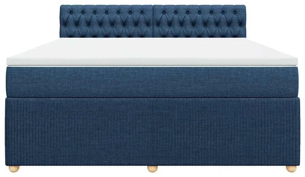 Cama com molas/colchão 180x200 cm tecido azul
