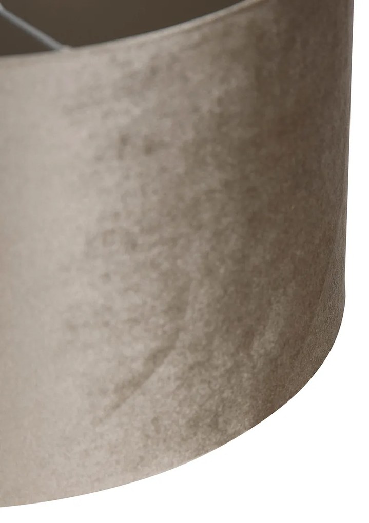 Abajur de Veludo Taupe 35/35/20 Clássico / Antigo
