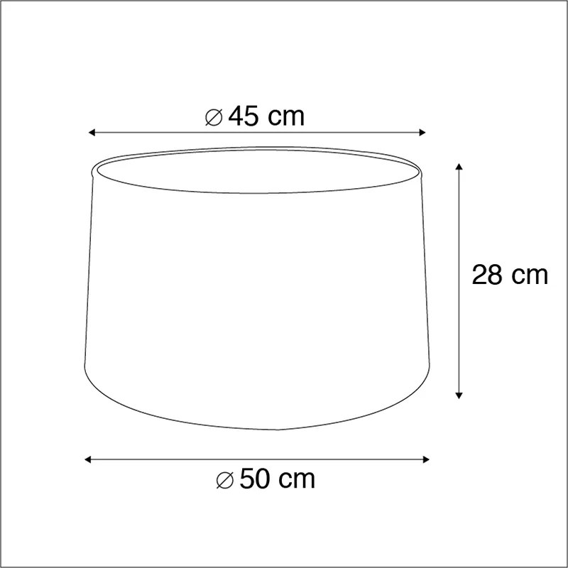 Abajur de algodão preto 45/50/28 com interior dourado
