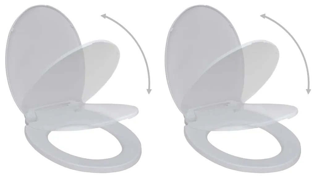 275927 vidaXL Tampos sanita com tampas de fecho suave 2 pcs plástico branco