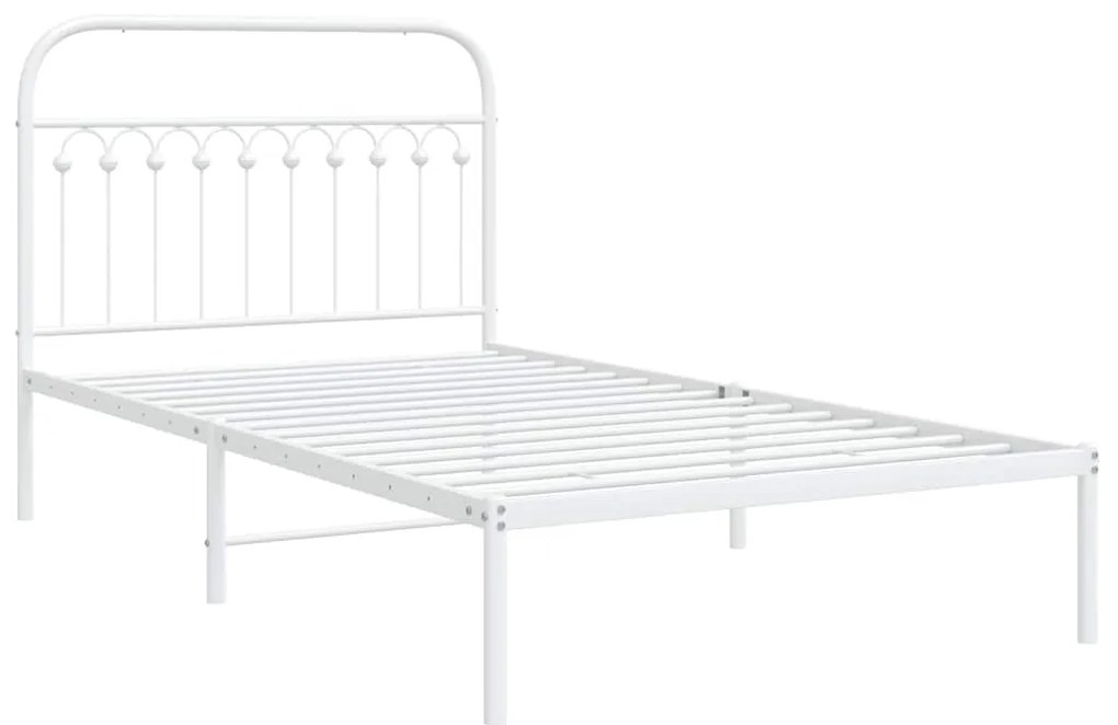 Estrutura de cama em metal com cabeceira 107x203 cm branco