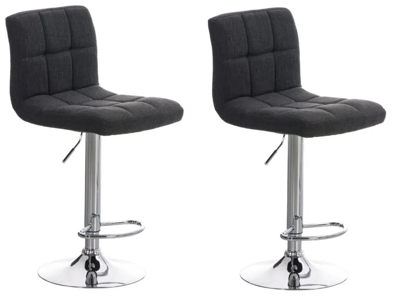 Conjunto de 2 bancos de bar Peru em tecido e com estrutura cromada 46 x 94-114 x 47 cm Cinzento escuro