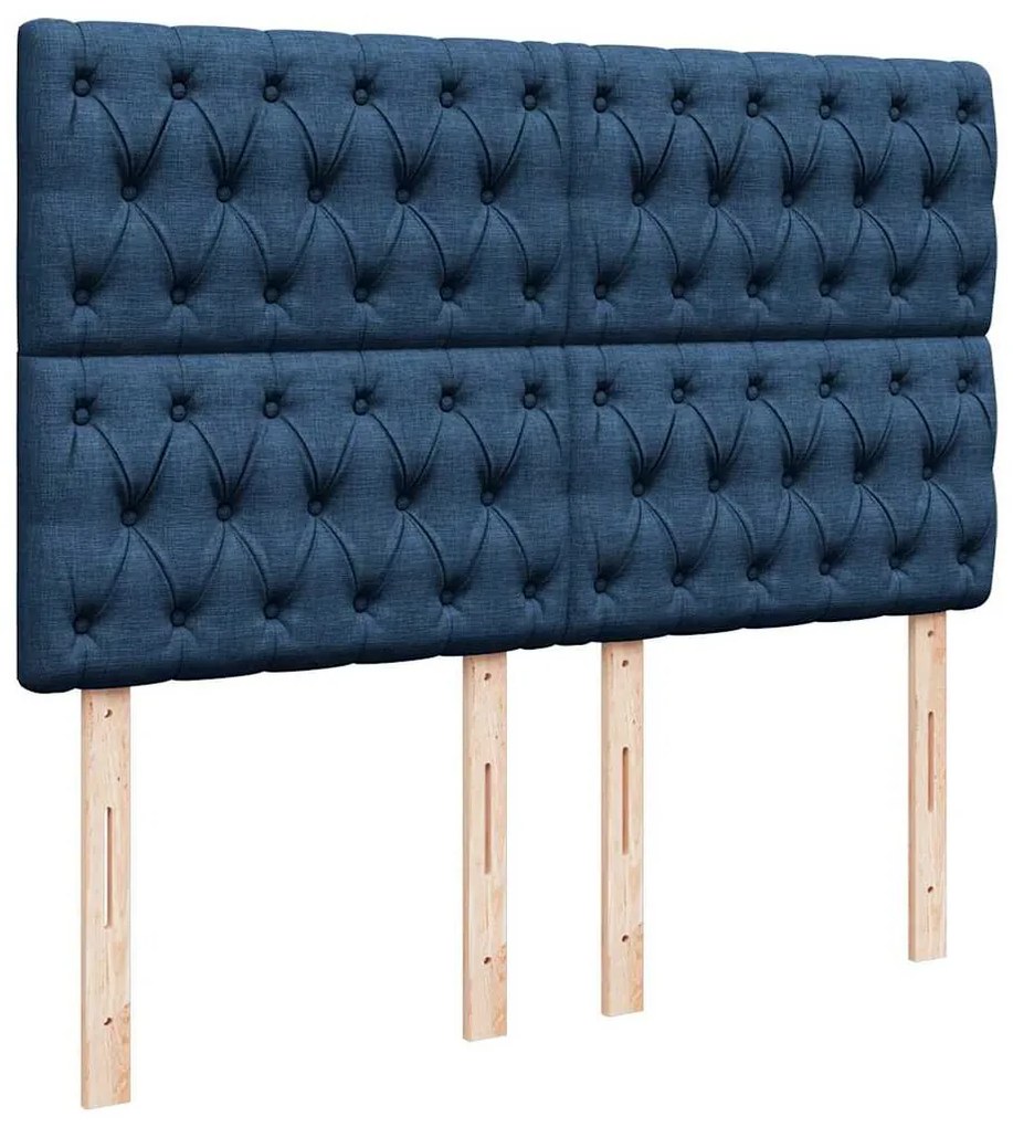 Cama com molas/colchão 140x200 cm tecido azul