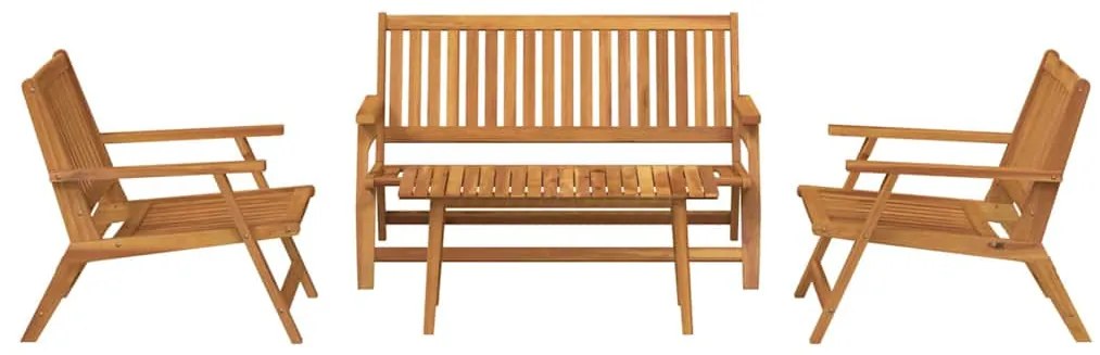 Conjunto com 4 Cadeiras e Mesa em Madeira Sólida de Acácia