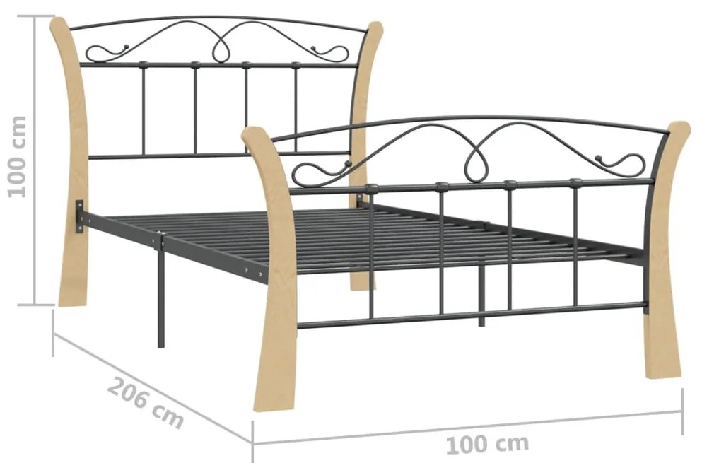 Estrutura de cama 100x200 cm metal preto