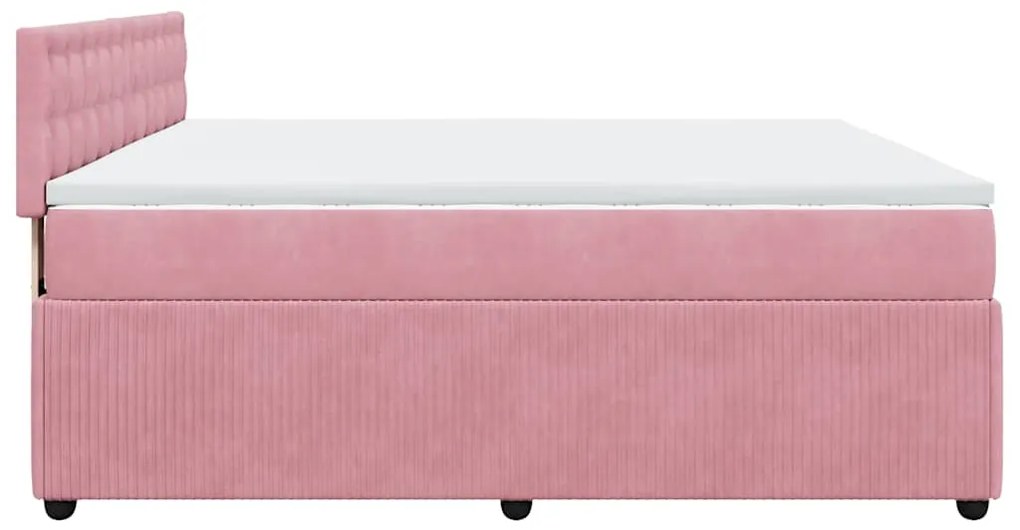 Cama com molas/colchão 200x200 cm veludo rosa