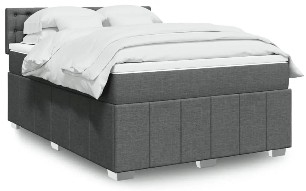 vidaXL Cama com molas/colchão 140x200 cm tecido cinzento-escuro