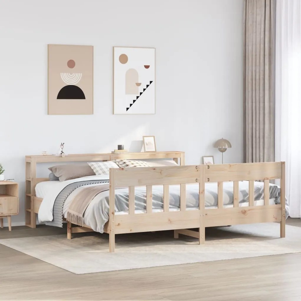 vidaXL Cama sem colchão 200x200 cm madeira de pinho maciça