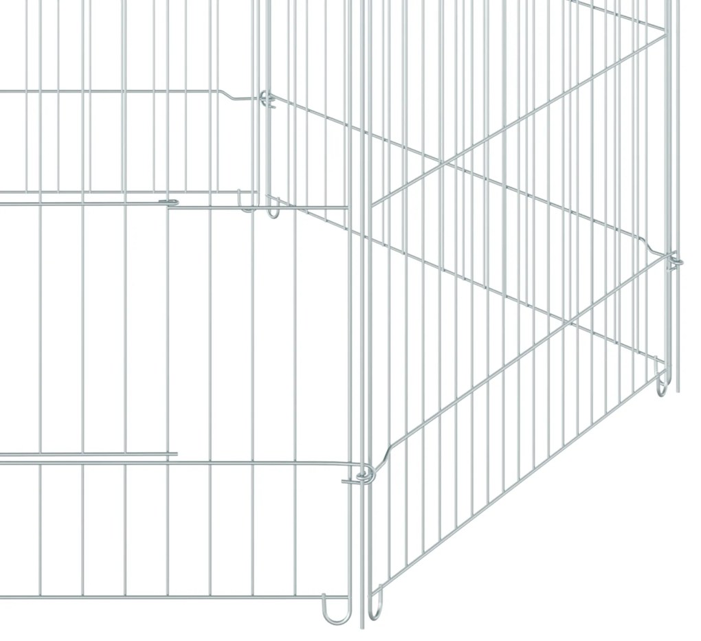 PawHut Parque para Animais de Estimação com 6 Painéis 59x60cm Dobrável Cerca para Animais de Estimação com Porta com Trava e Toldo Superior para Jardim Pátio Exterior Prata