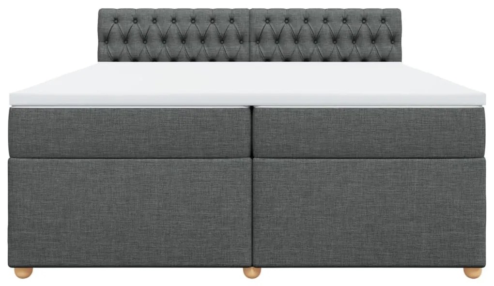 Cama com molas/colchão 200x200 cm tecido cinzento-escuro